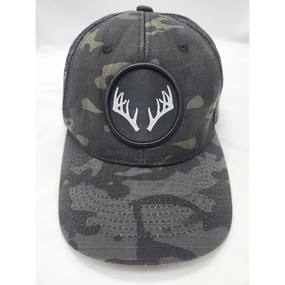 Buck Antlers Cap Nice,white Embroidery On‎ Black Camo